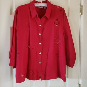 Chico's Designs size 3 Red Southwestern Shirt
